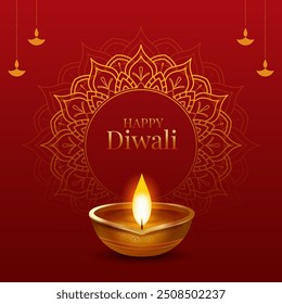 Indian festival happy diwali with decorative props, traditional festival background, Diwali celebration greeting card, vector illustration