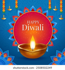 Indian festival happy diwali with decorative props, traditional festival background, Diwali celebration greeting card, vector illustration