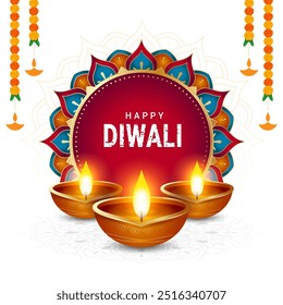 Indian festival happy diwali with decorative diwali props, diwali traditional background, diwali celebration greeting card, vector illustration