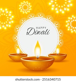 Indian festival happy diwali with decorative diwali props, diwali traditional background, diwali celebration greeting card, vector illustration