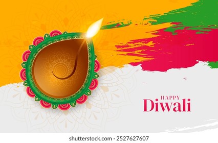 Indian festival happy diwali with decorative diwali props, diwali traditional background, Diwali celebration greeting card, vector illustration