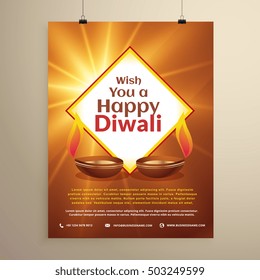 indian festival of happy diwali greeting card flyer template