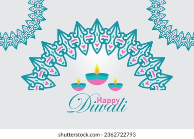 Indian festival Happy Diwali mandala ornament, holiday Background, Diwali celebration greeting card, vector illustration design.