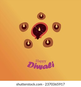 Indian festival Happy Diwali with Diwali props, holiday Background, Diwali celebration greeting card, vector illustration design.