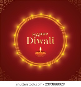 Indian festival Happy Diwali with Diwali props, holiday Background with crackers, Diwali celebration greeting card, vector illustration.
