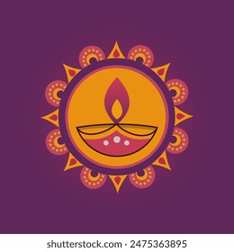 Indian festival Happy Diwali with Diwali props, holiday Background, Diwali celebration greeting card, vector illustration