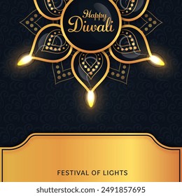 Indian festival Happy Diwali with Diwali props, holiday Background, Diwali celebration greeting card, vector illustration design.