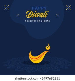 Indian festival Happy Diwali with Diwali props, holiday Background, Diwali celebration greeting card, vector illustration design.