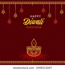 Indian festival Happy Diwali with Diwali props, holiday Background ,Diwali celebration greeting card, vector illustration.