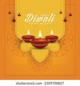 Indian festival Happy Diwali with Diwali props, holiday Background, Diwali celebration greeting card, vector illustration design