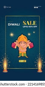 Indian festival Happy Diwali sale portrait template design.