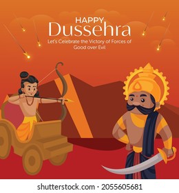 Indian festival happy Dussehra cartoon style template.