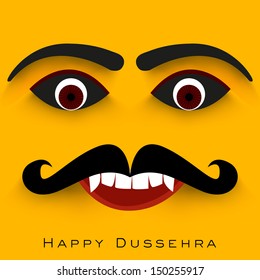 Indian festival Happy Dussehra concept with Ravana face. 