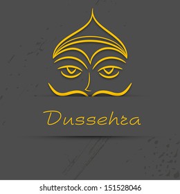 Indian festival Happy Dussehra concept with illustration of Ravana on grey background. 