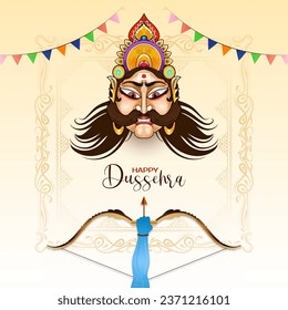 Indian festival Happy Dussehra greeting background design vector