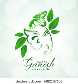 indian festival of happy ganesh chaturthi eco leaves background