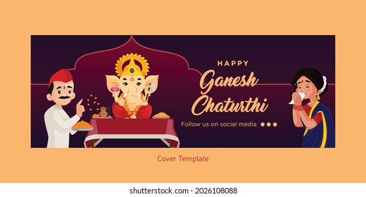 Indian festival Happy Ganesh Chaturthi Facebook cover design.