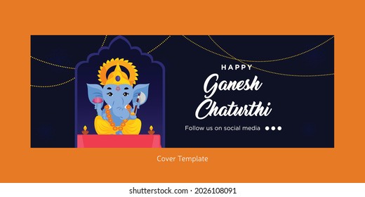 Indian festival Happy Ganesh Chaturthi Facebook cover design.