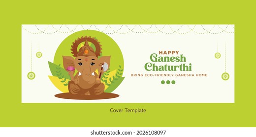 Indian festival Happy Ganesh Chaturthi Facebook cover design.