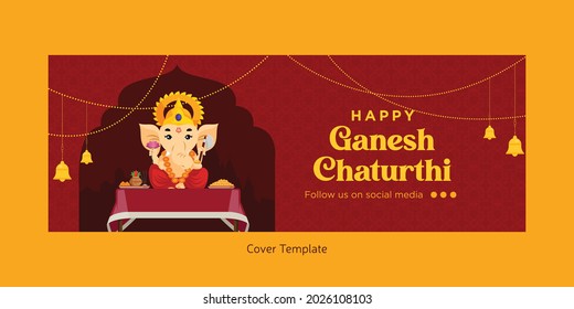 Indian festival Happy Ganesh Chaturthi Facebook cover design.