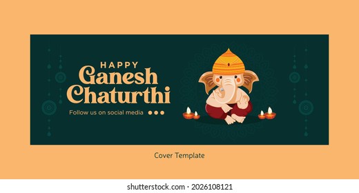 Indian festival Happy Ganesh Chaturthi Facebook cover design.