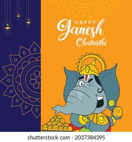 Indian festival Happy Ganesh Chaturthi banner template.