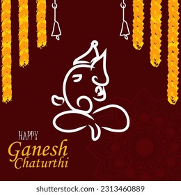 Indian Festival Happy Ganesh Chaturthi Vector Illustration Hand Drawn Creative Design  Background 