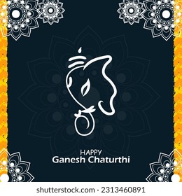 Indian Festival Happy Ganesh Chaturthi Vector Illustration Hand Drawn Creative Design  Background 