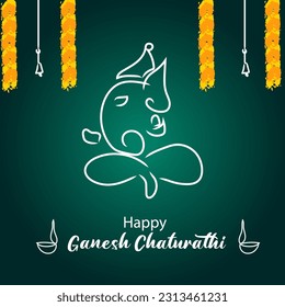 Indian Festival Happy Ganesh Chaturthi Vector Illustration Hand Drawn Creative Design  Background 