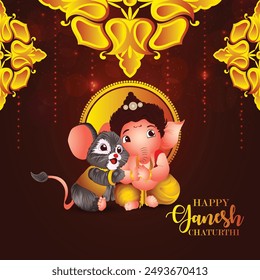 Indian festival happy ganesh chaturthi celebration card