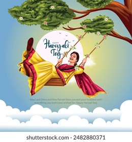 indian festival Happy Haryali Teej and Hartalika Teej. abstract vector illustration design
