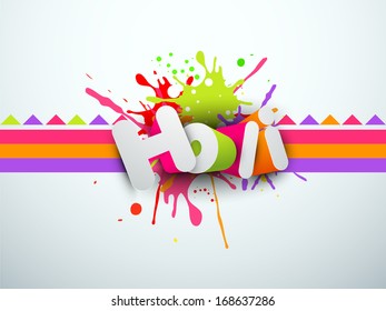 Indian festival Happy Holi celebration concept with stylish text Holi on colorful splash background. 