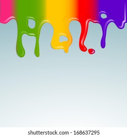 Indian festival Happy Holi celebration concept with colors splash made stylish text on blue background. 