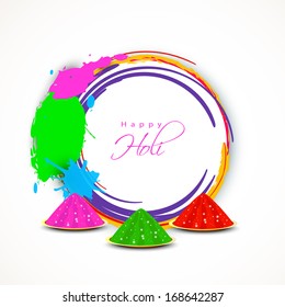 Indian festival Happy Holi celebrations with bright colors gulal (dry colors) and space for your wishes. 