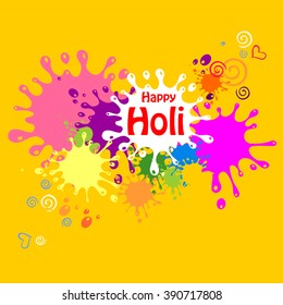 Indian festival Happy Holi celebrations with colors splash. Vector background.