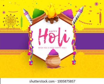 Indian Festival Of Happy Holi colorful Background Illustration.