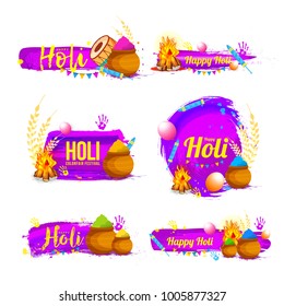 Indian Festival Of Happy Holi colorful  Banner Background.