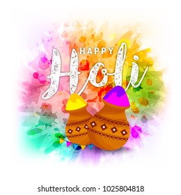 Indian Festival Of Happy Holi colorful Background Illustration.