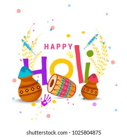 Indian Festival Of Happy Holi colorful Background Illustration.