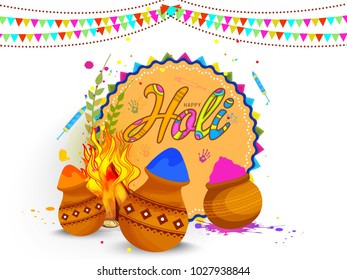 Indian Festival Of Happy Holi colorful Background Illustration.