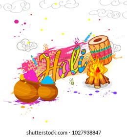 Indian Festival Of Happy Holi colorful Background Illustration.