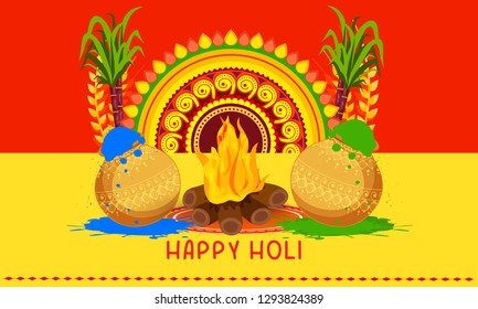 Indian Festival Of Happy Holi colorful Background Illustration.