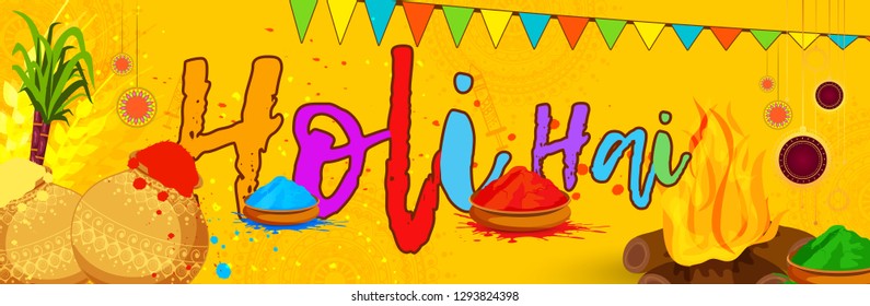 Indian Festival Of Happy Holi colorful Background Illustration.