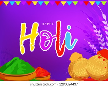 Indian Festival Of Happy Holi colorful Background Illustration.