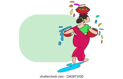 Indian Festival Of Happy Holi colorful Background Illustration. - Vector