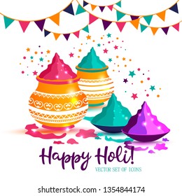 Indian Festival Of Happy Holi colorful Background Illustration.