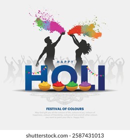 Indian festival happy Holi with colorful background. Creative vector illustration design