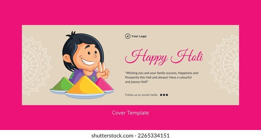 Indian festival happy Holi cover page design template.