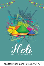 Indian festival happy holy colorful party poster, banner background. vector illustration design 