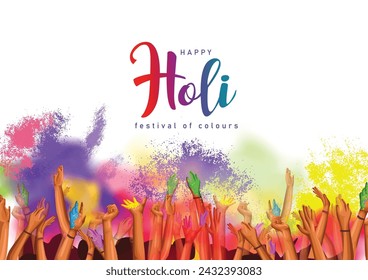 Indian festival happy holy colorful party poster, banner background. vector illustration background	